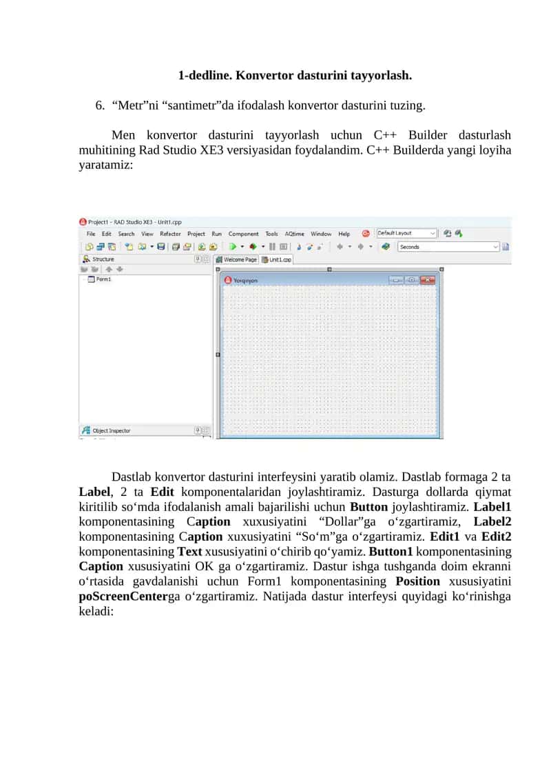 “Metr”ni “santimetr”da ifodalash konvertor dasturi 1