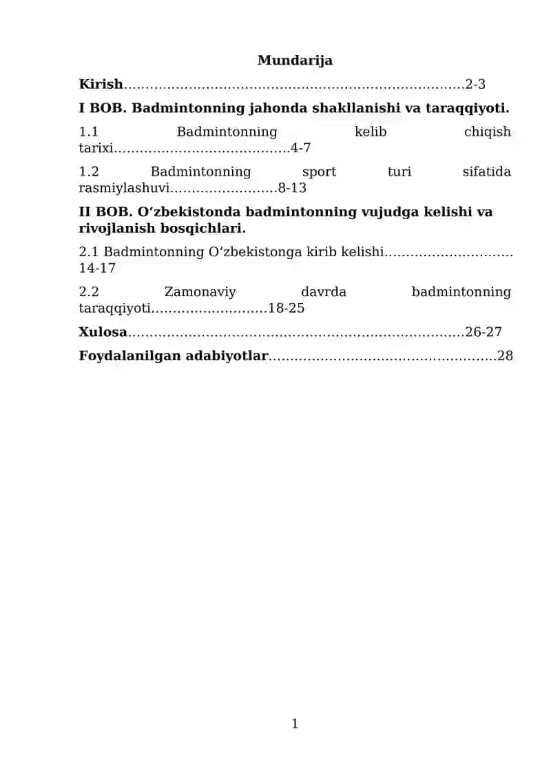 Badmintonning jahonda shakllanishi va taraqqiyoti