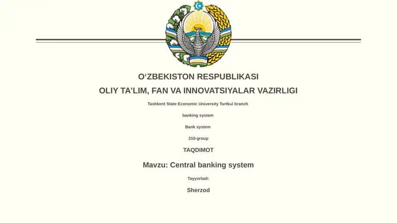 Central banking system 1