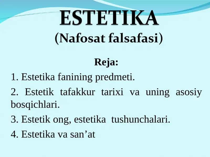 Estetika fanining predmeti 1