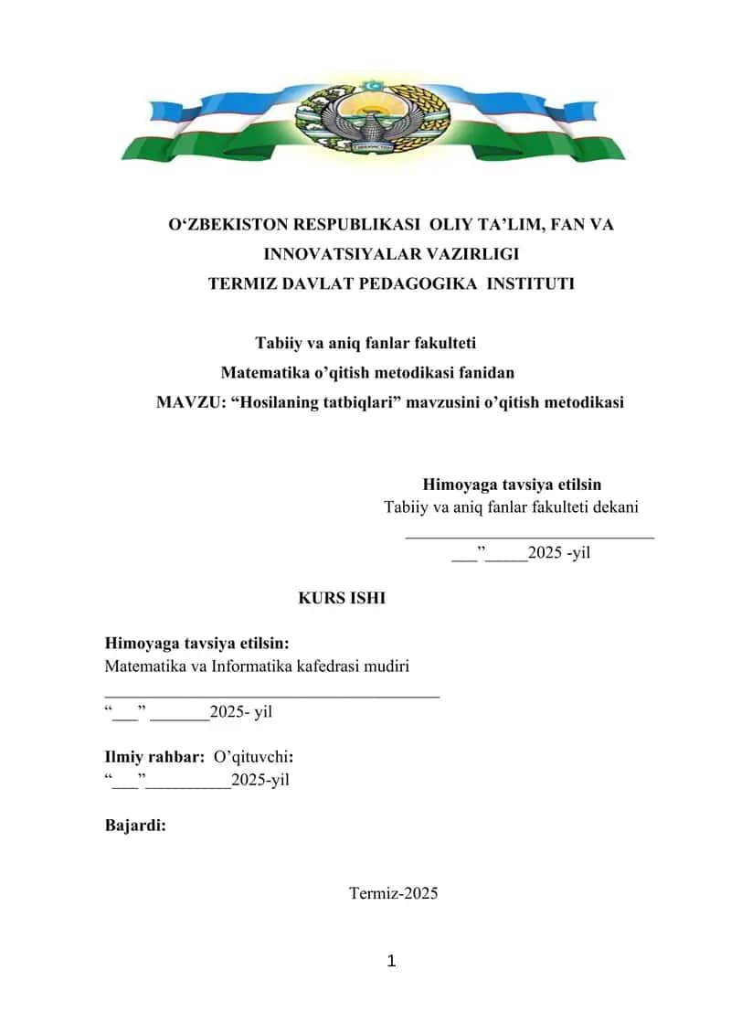 Hosila va uning tatbiqlari 1