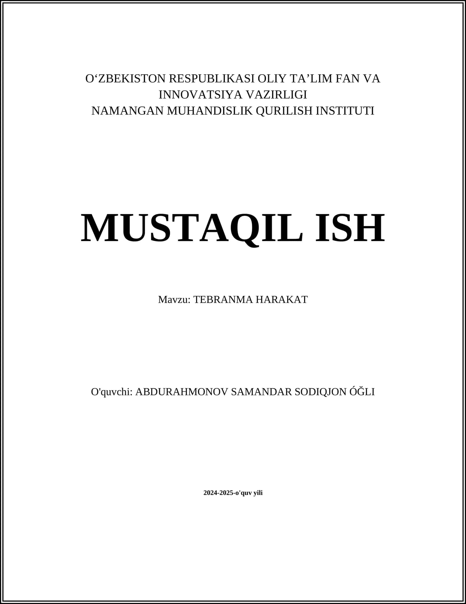 TEBRANMA HARAKAT 1