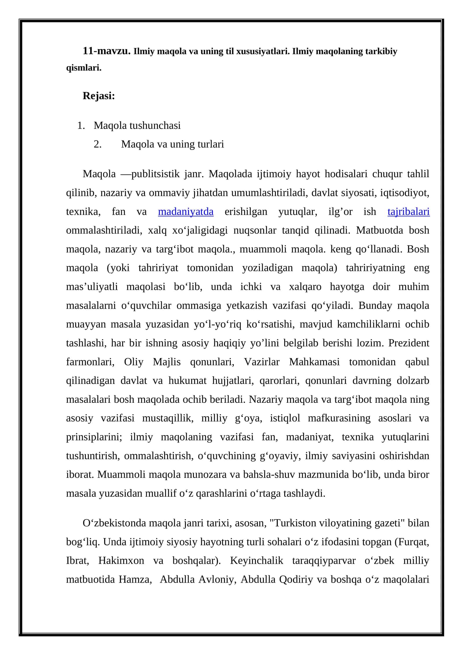 Ilmiy maqola va uning til xususiyatlari 1