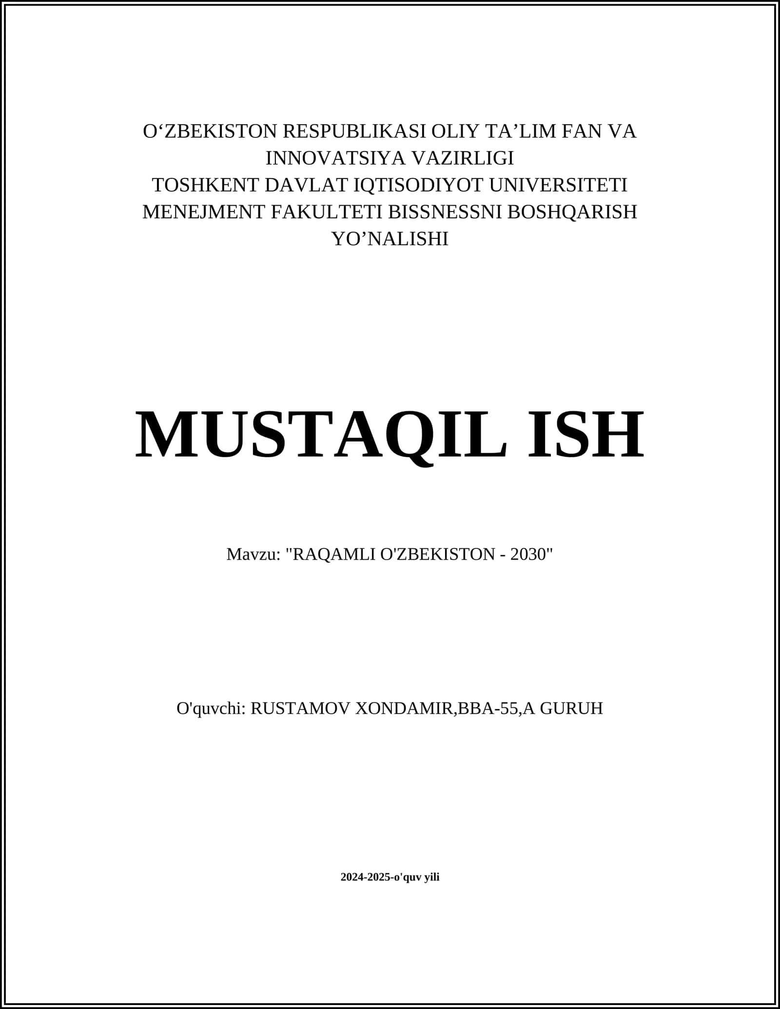 "RAQAMLI O'ZBEKISTON - 2030" 1