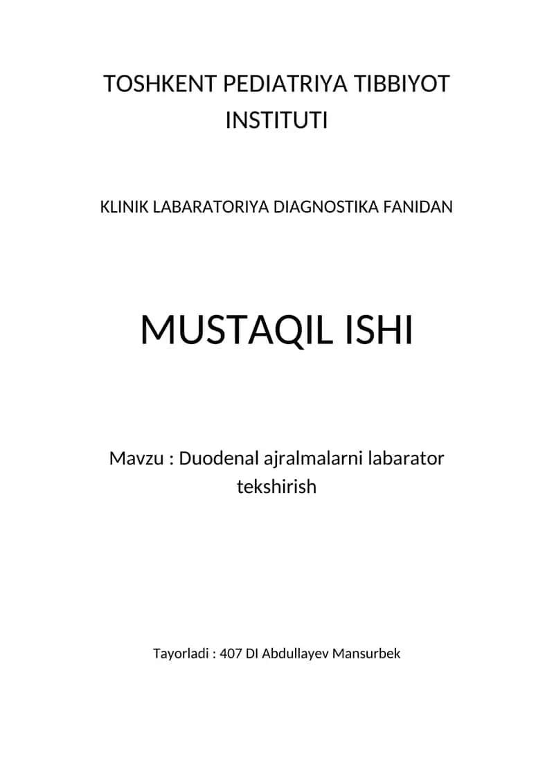 Duodenal ajralmalarni labarator tekshirish 1
