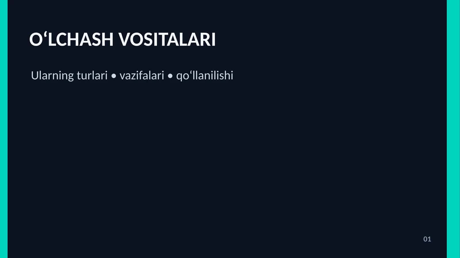 O‘LCHASH VOSITALARI 1