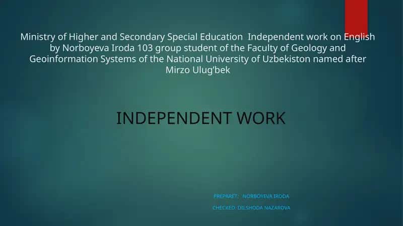 Independent work on English 1