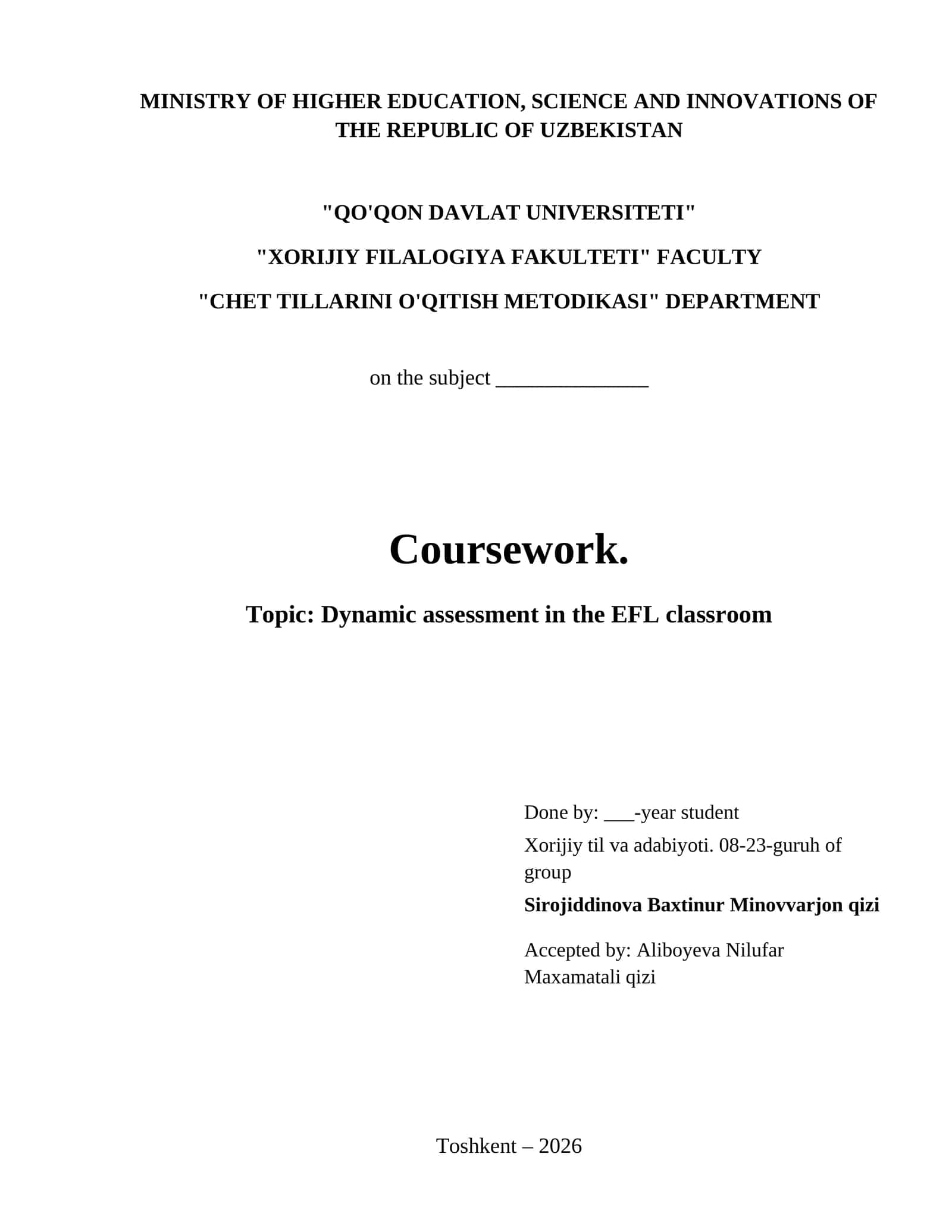 Dynamic assessment in the EFL classroom 1