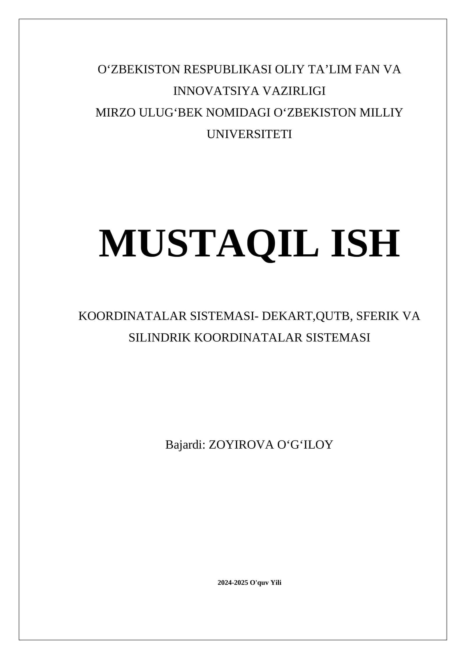 Dekart, Qutub, Silindrik Koordinatalar Sistemasi 1