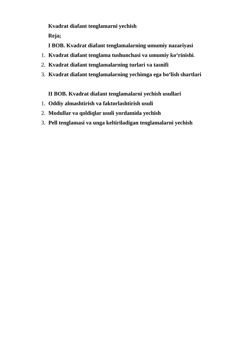 Kvadrat diafant tenglamalarni yechish 1