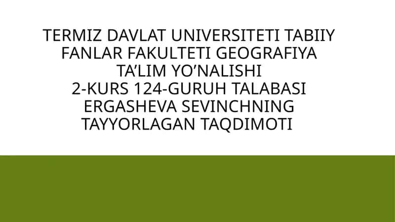 Yer relyef va uni xaritalarda tasvirlash usullari 1