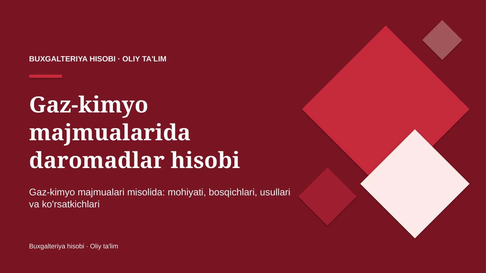Gaz-kimyo majmualarida daromadlar hisobi 1