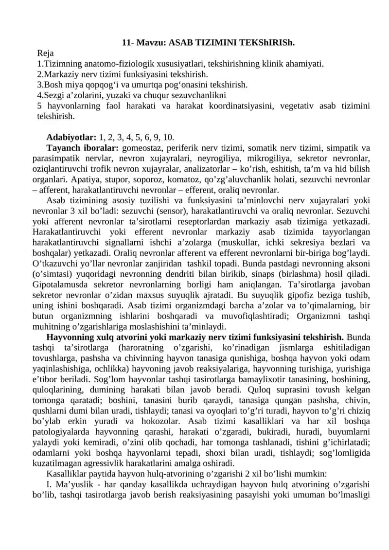 ASAB TIZIMINI TEKShIRISh 1