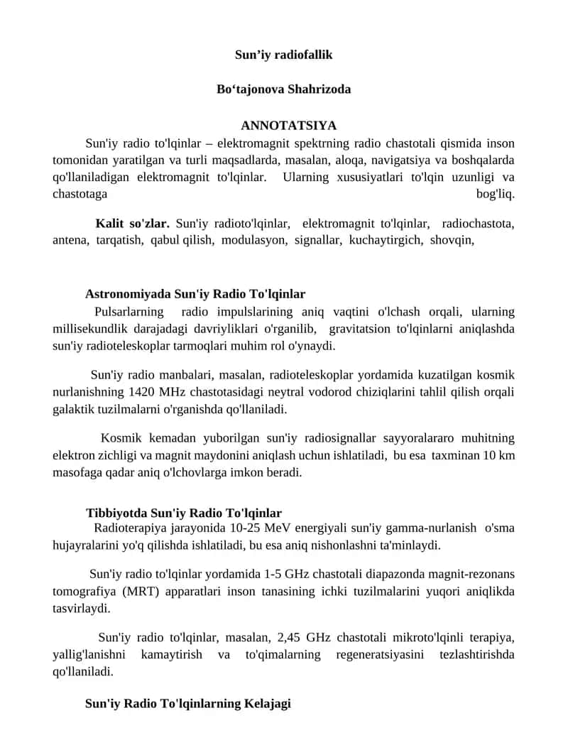 Sunʼiy radiofallik 1