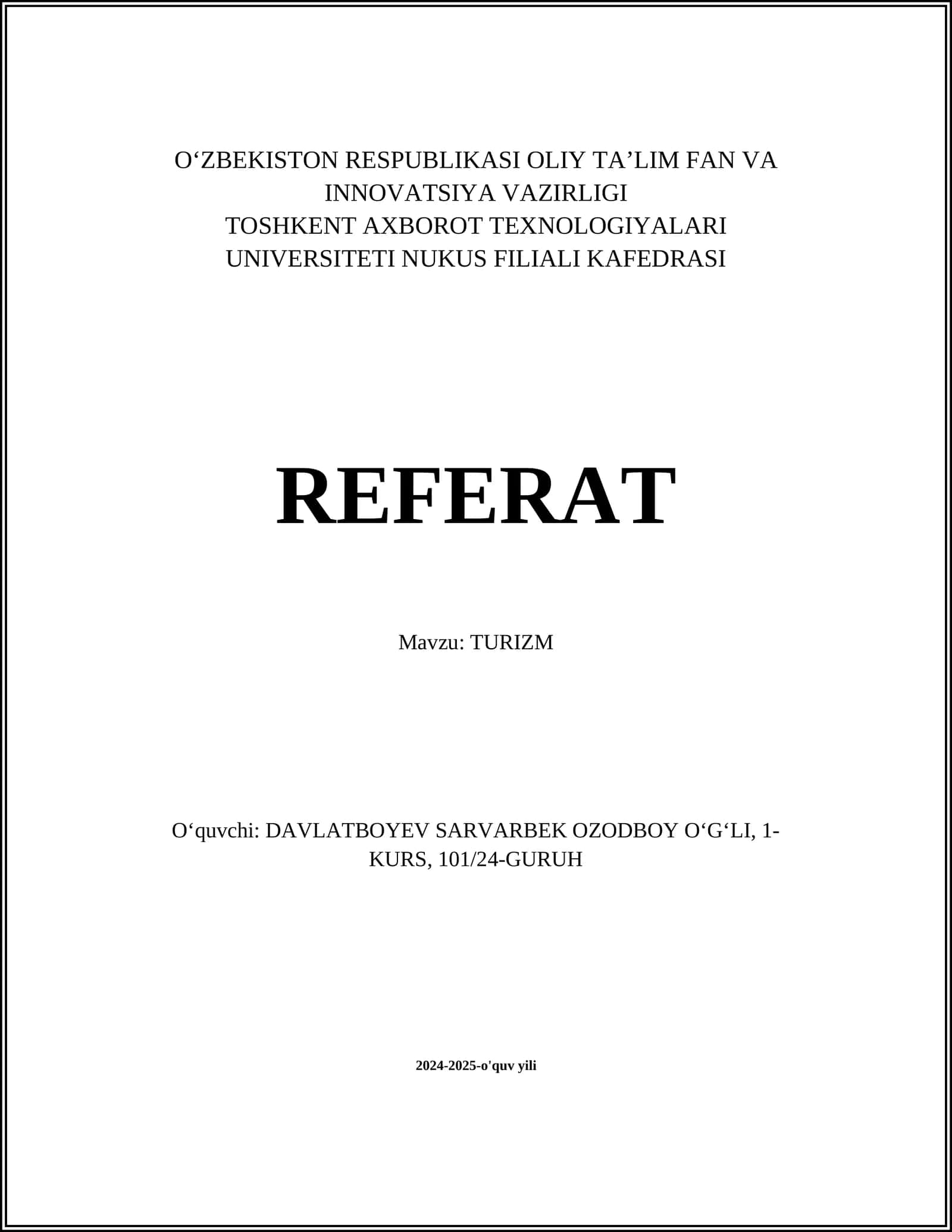 TURIZM 1