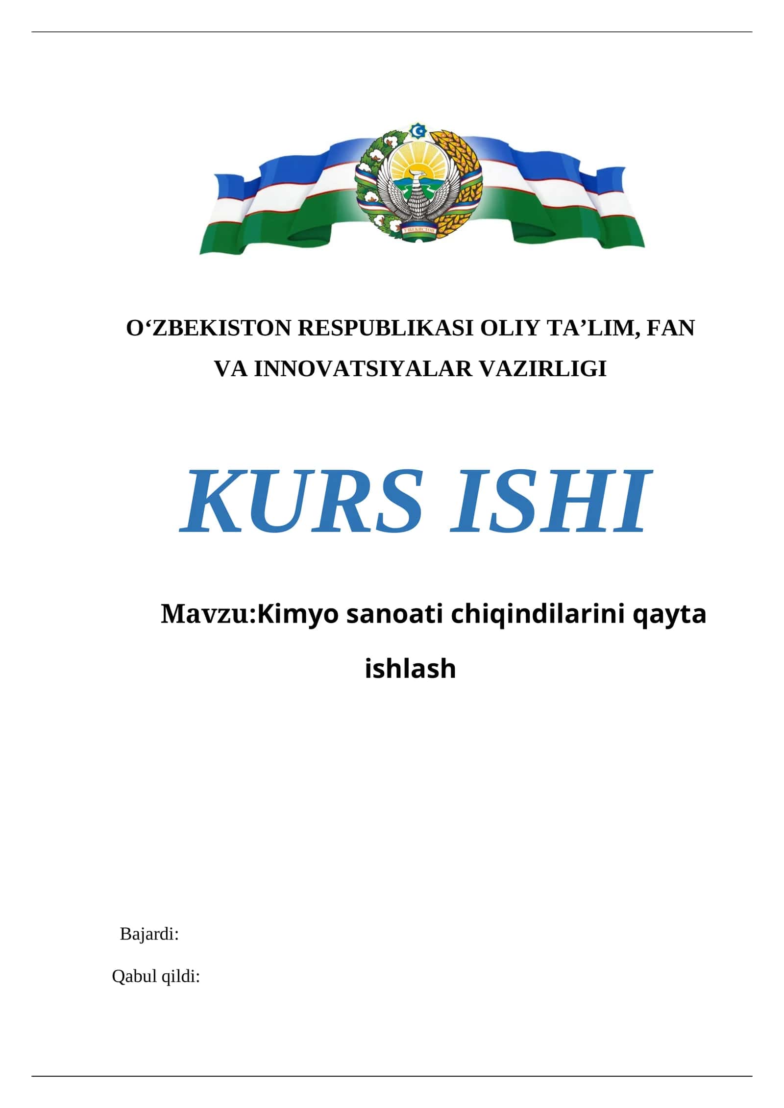 Kimyo sanoati chiqindilarini qayta ishlash 1