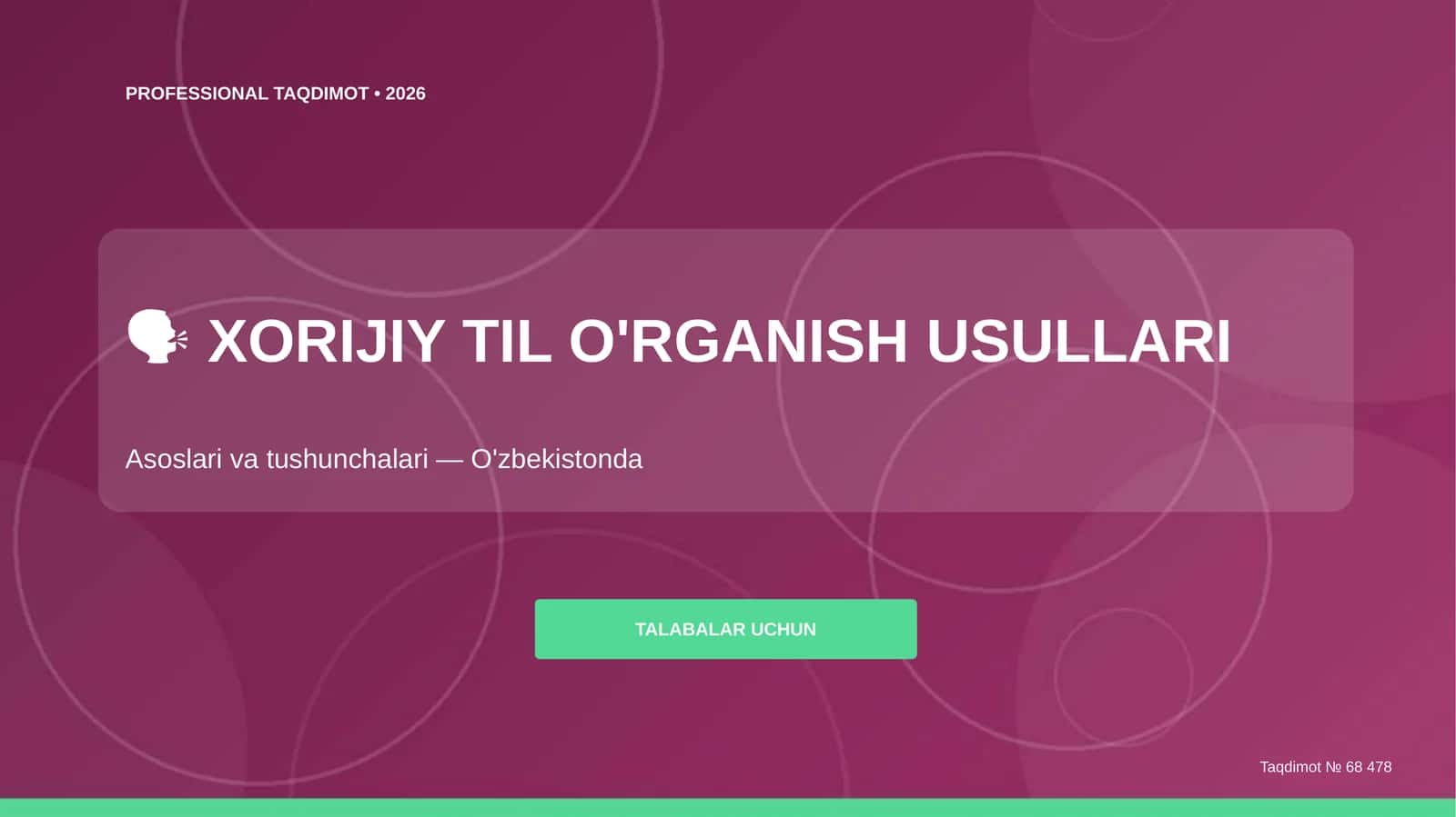 XORIJIY TIL O'RGANISH USULLARI 1