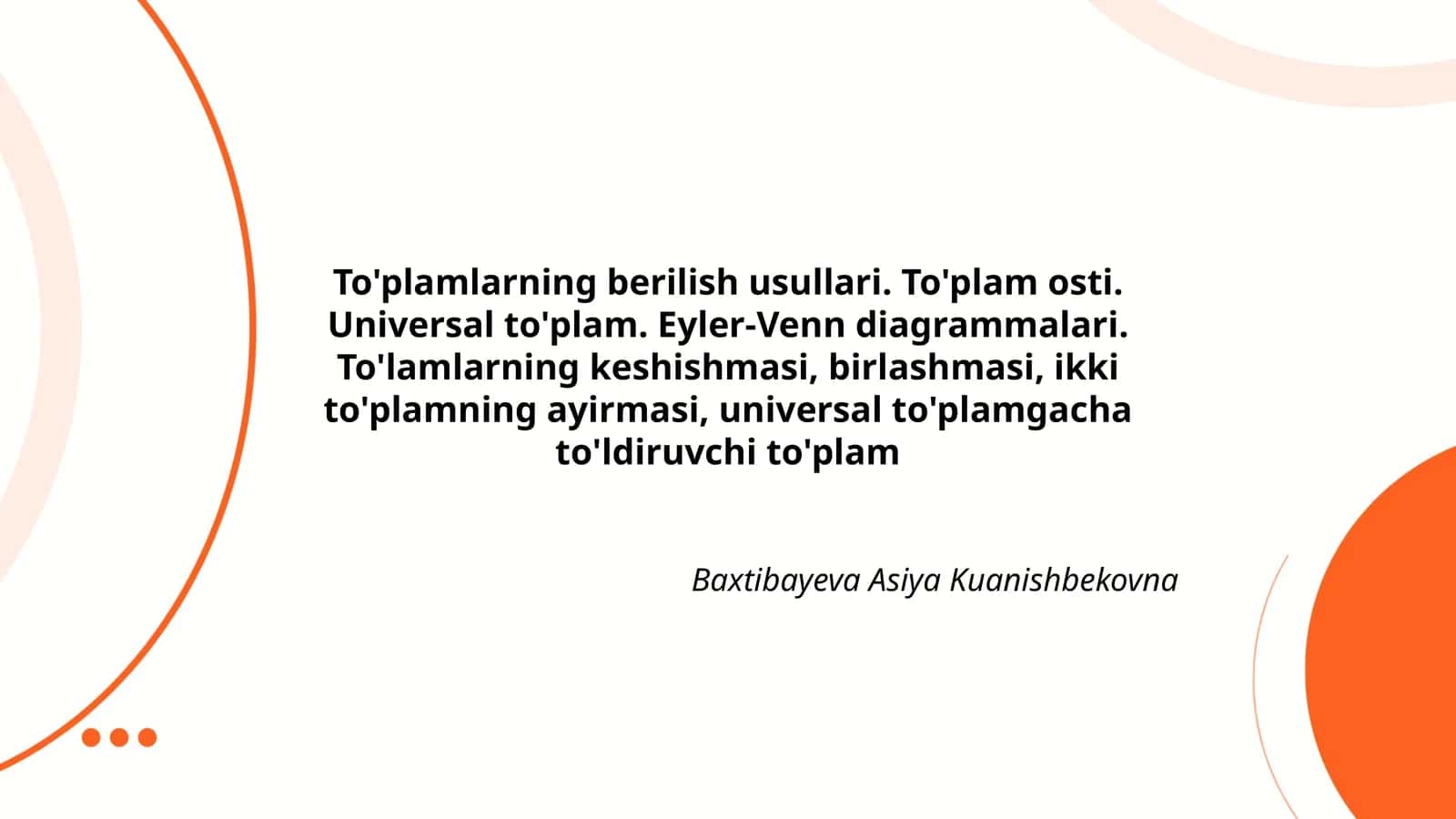 To'plamlarning berilish usullari 1