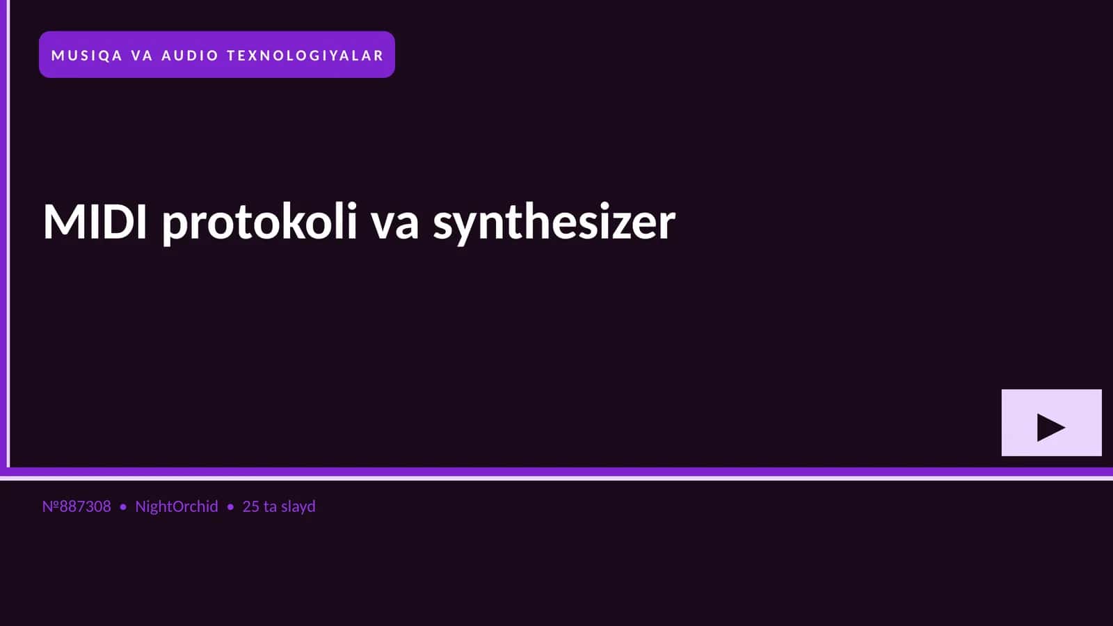 MUSIQA VA AUDIO TEXNOLOGIYALAR 1