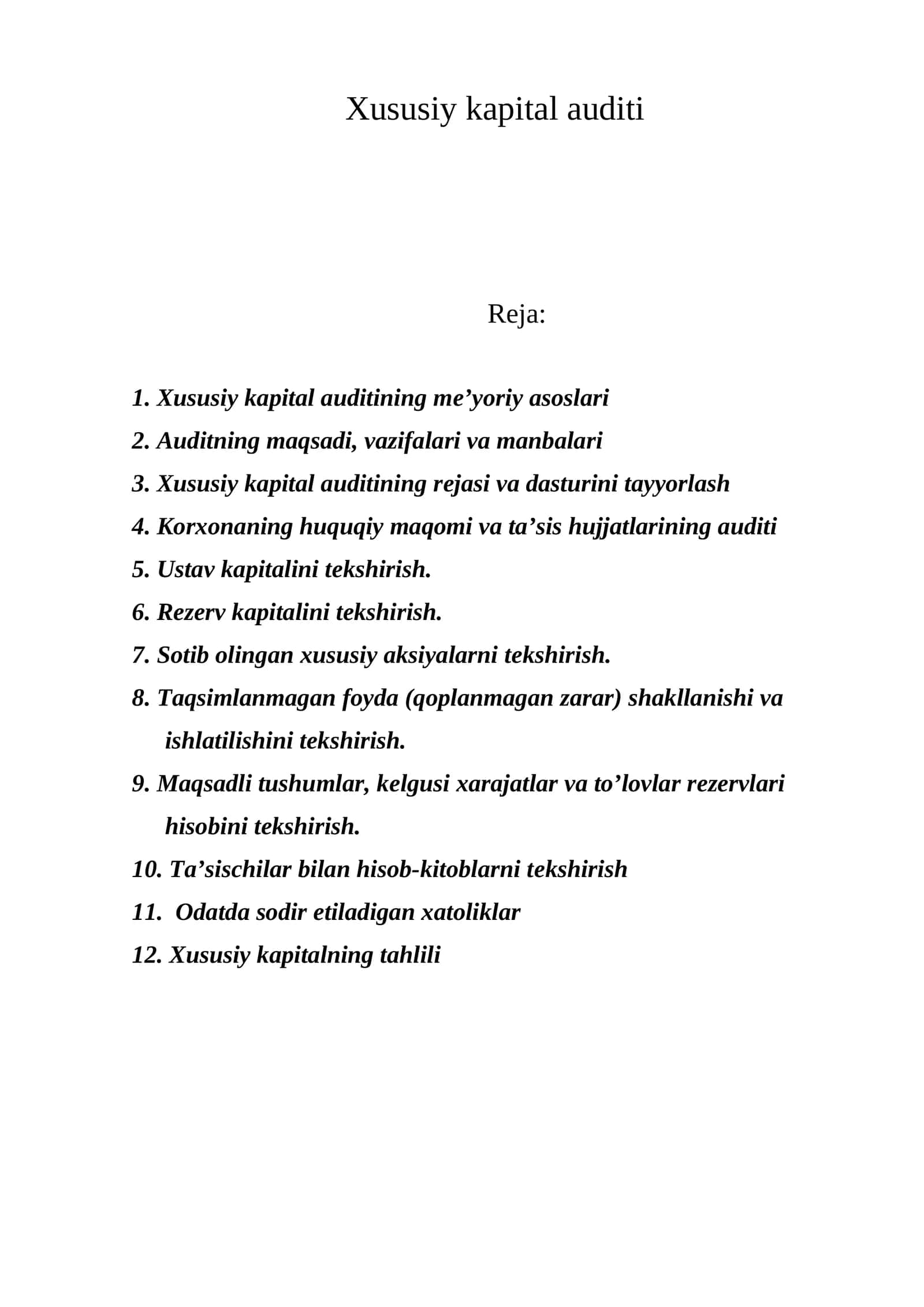 Xususiy kapital auditi 1
