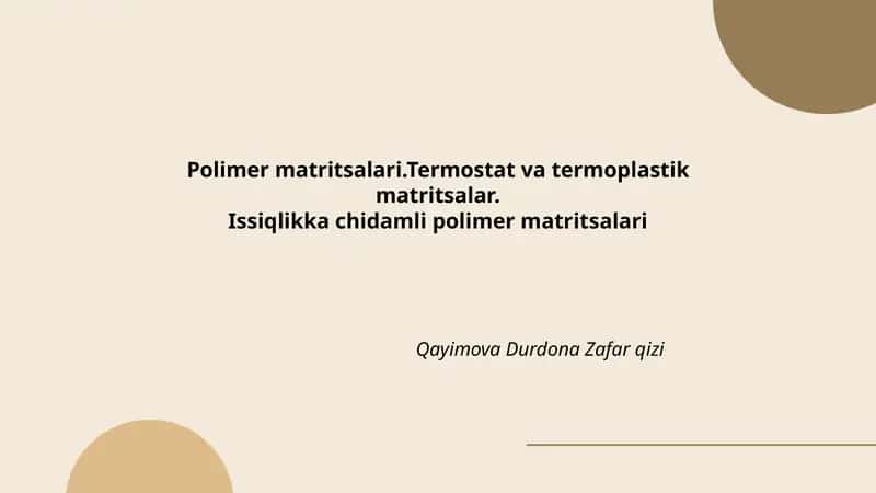 Polimer matritsalari 1