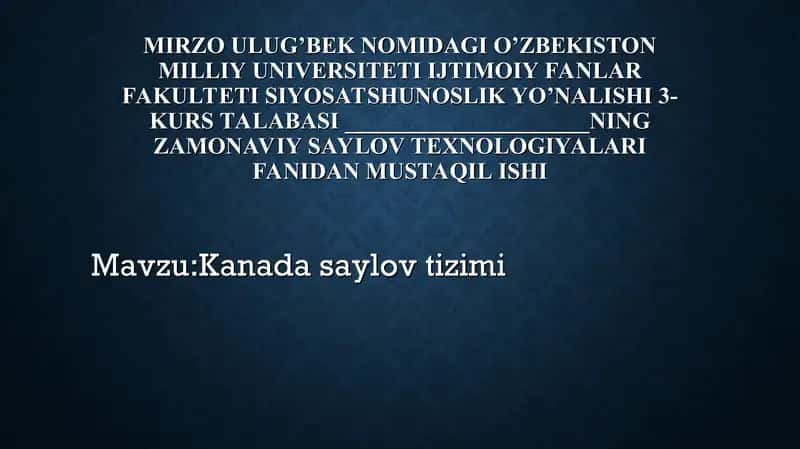Kanada saylov tizimi 1