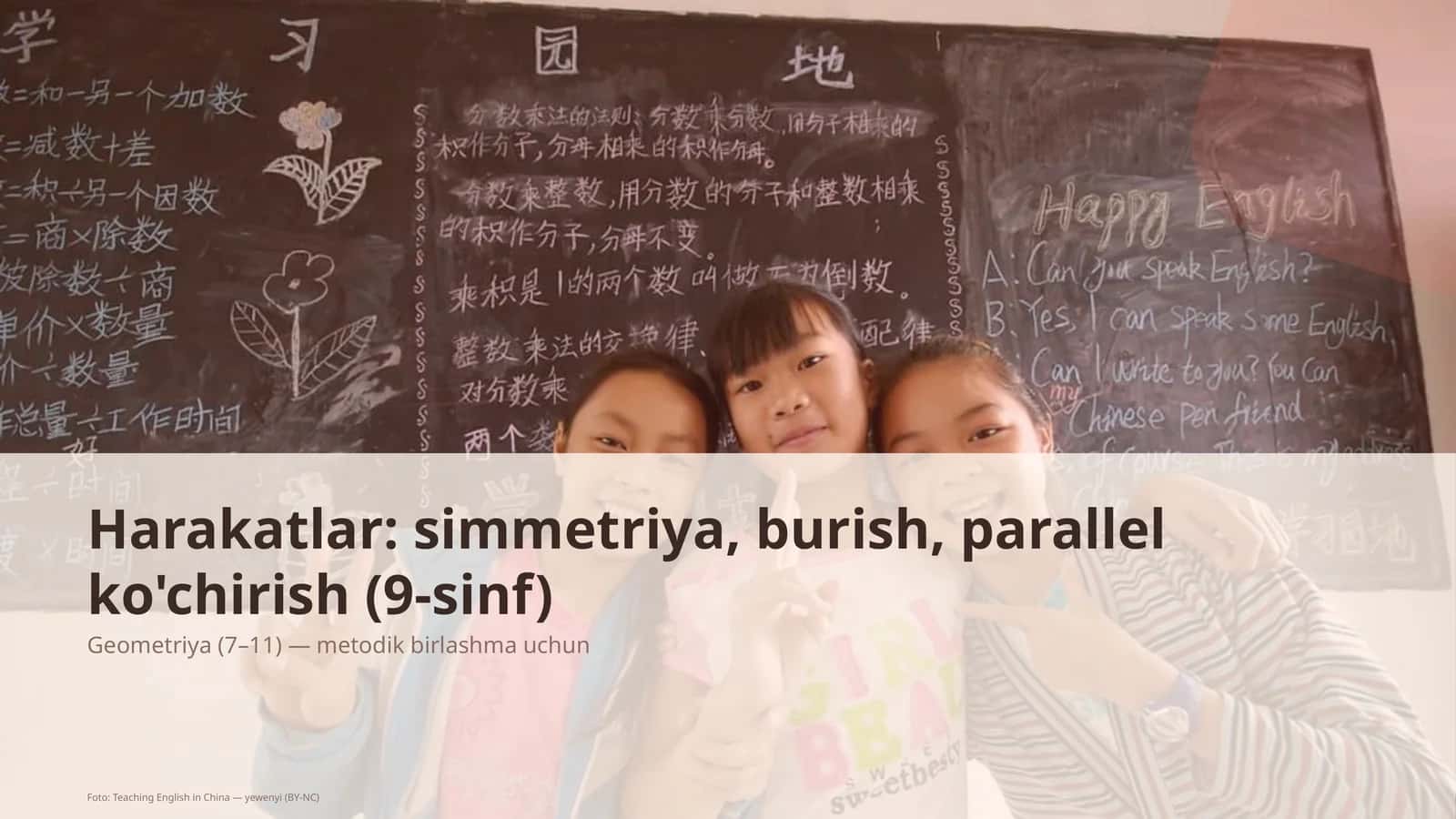 Harakatlar: simmetriya, burish, parallel ko'chirish (9-sinf) 1