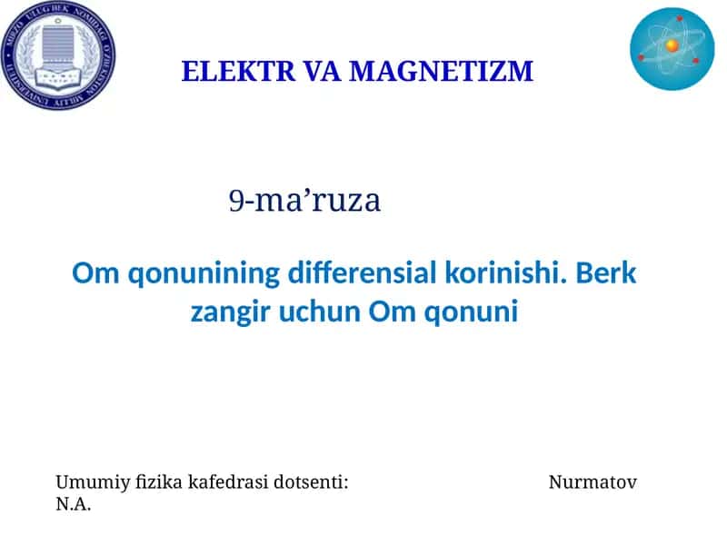 ELEKTR VA MAGNETIZM 1