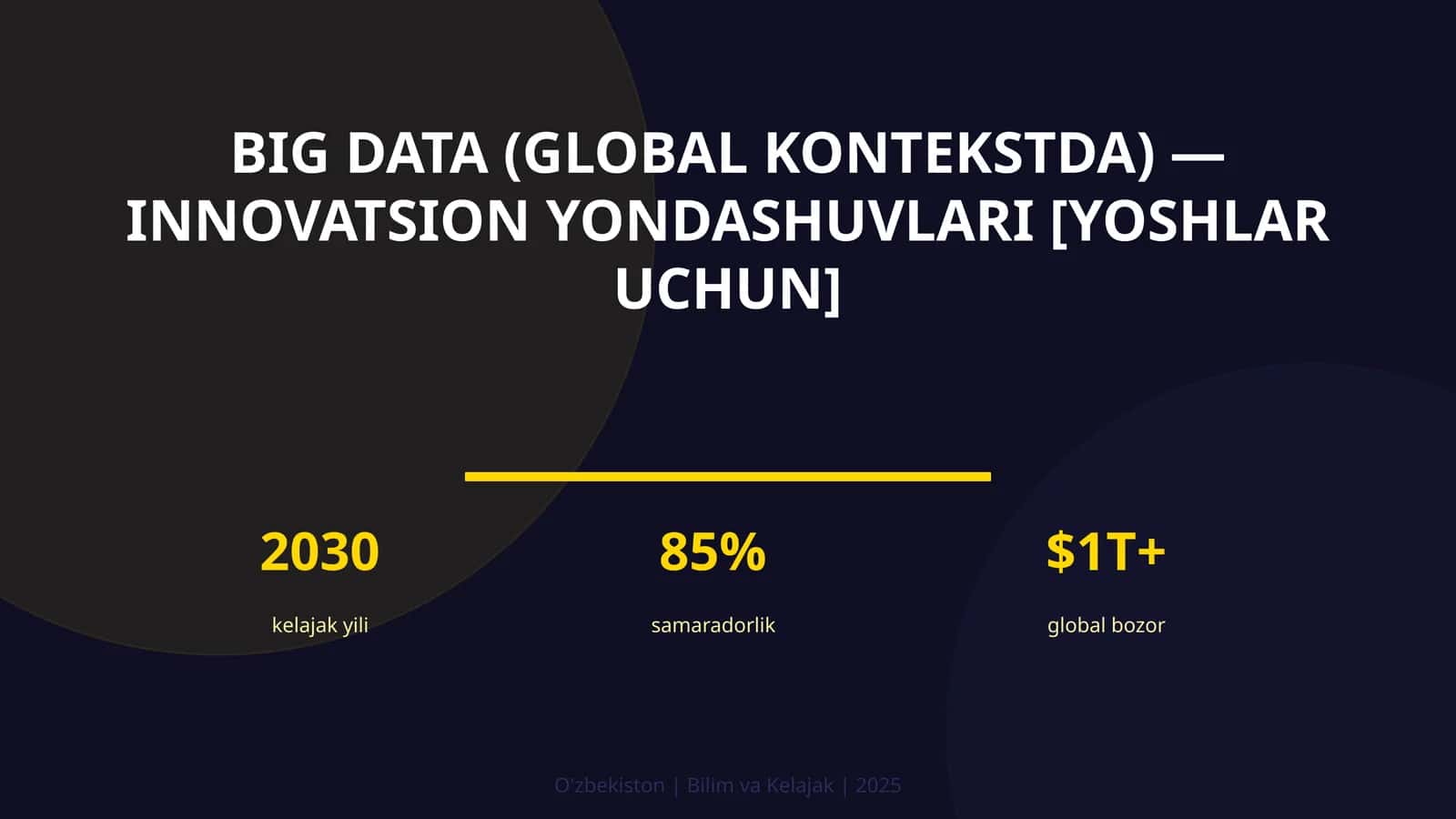 Big Data (global kontekstda) — innovatsion yondashuvlari [yoshlar uchun] 1