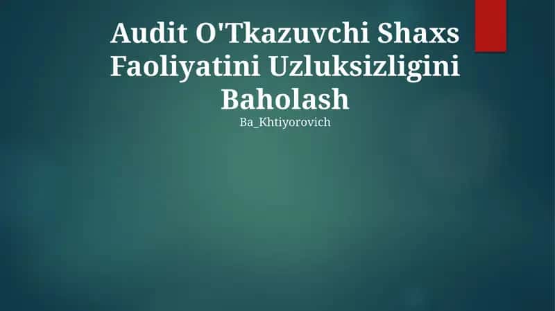 Audit O'Tkazuvchi Shaxs Faoliyatini Uzluksizligini Baholash 1