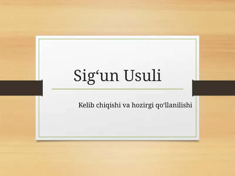 Sig‘un Usuli 1