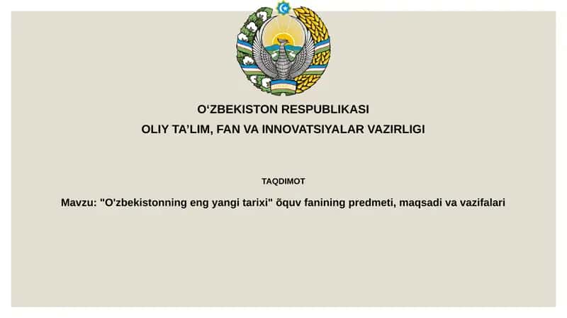 O'zbekistonning eng yangi tarixi 1