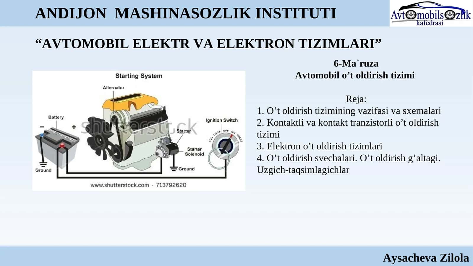 AVTOMOBIL O’T OLDIRISH TIZIMI 1