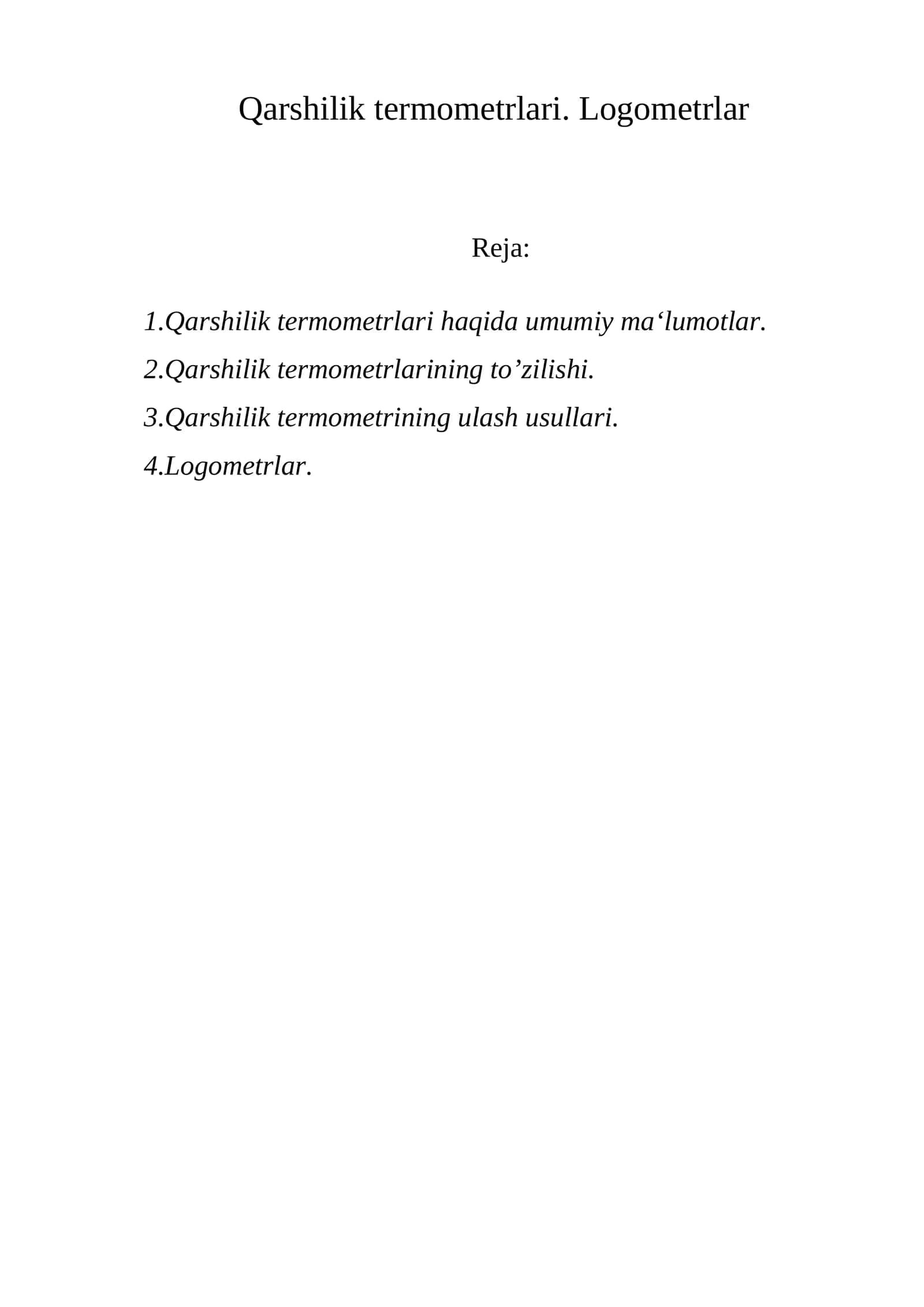 Qarshilik termometrlari. Logometrlar 1