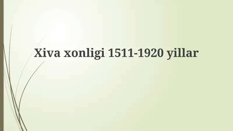 Xivaxonligi1511-1920yillar 1