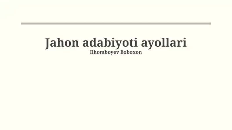 Jahon adabiyoti ayollari 1