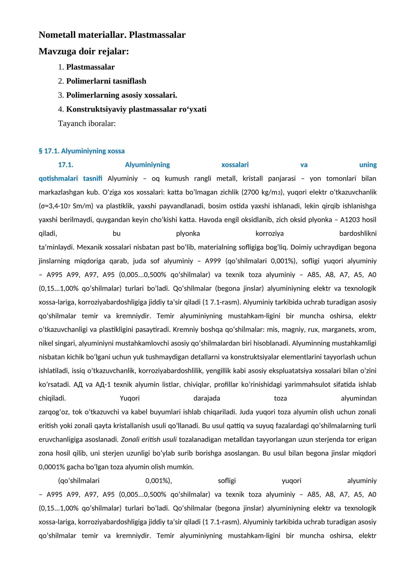 Plastmassalar 1