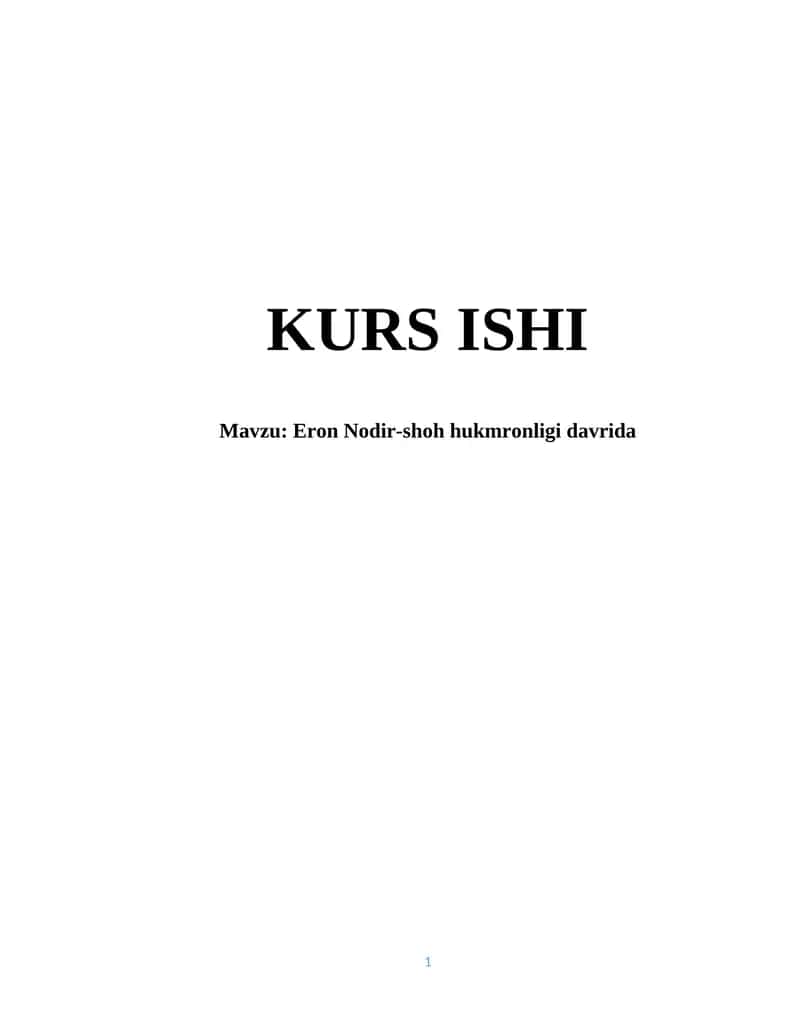 Eron Nodir-shoh hukmronligi davrida 1