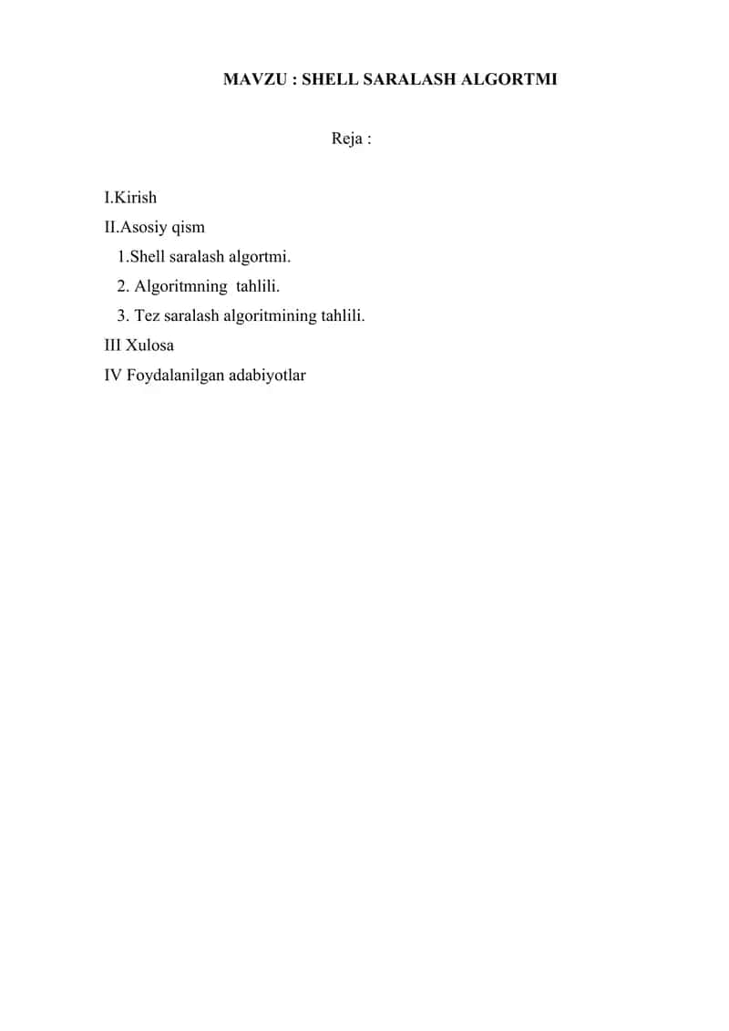 Shell saralash algoritmi 1