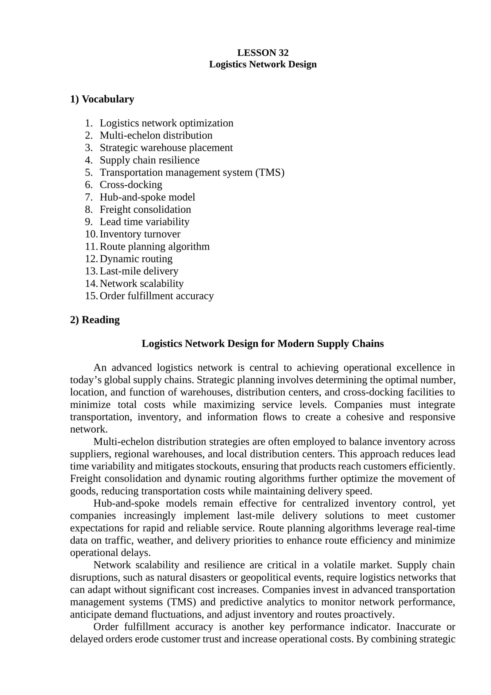 Logistics Network Design 1