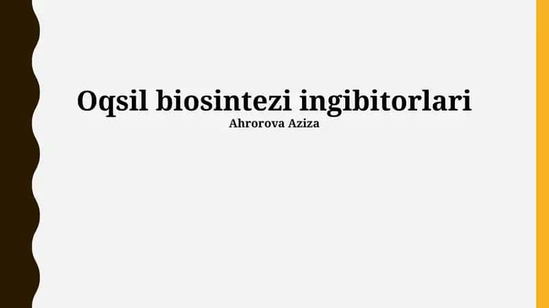 Oqsil biosintezi ingibitorlari 1