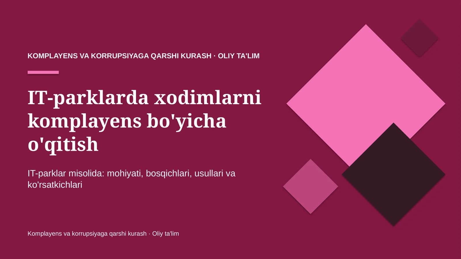 IT-parklarda xodimlarni komplayens bo'yicha o'qitish 1