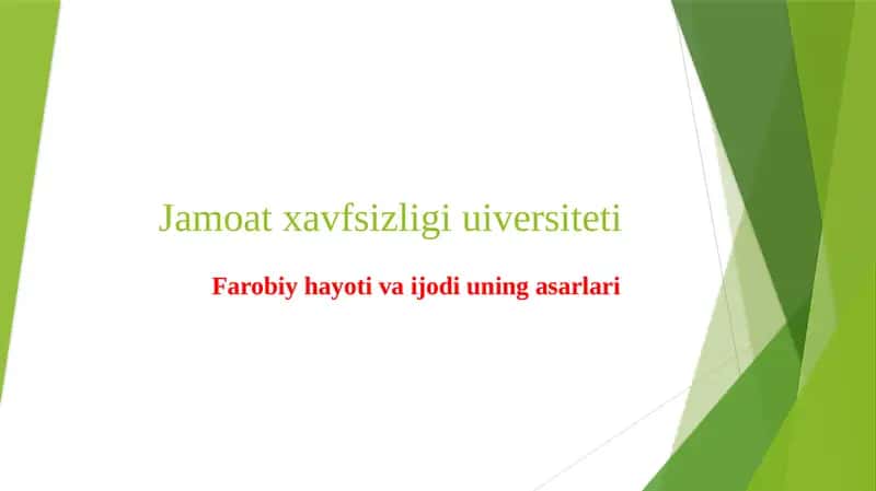 Farobiy hayoti va ijodi uning asarlari 1