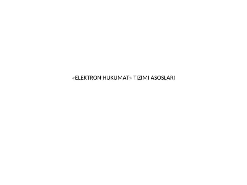 ELEKTRON HUKUMAT TIZIMI ASOSLARI 1