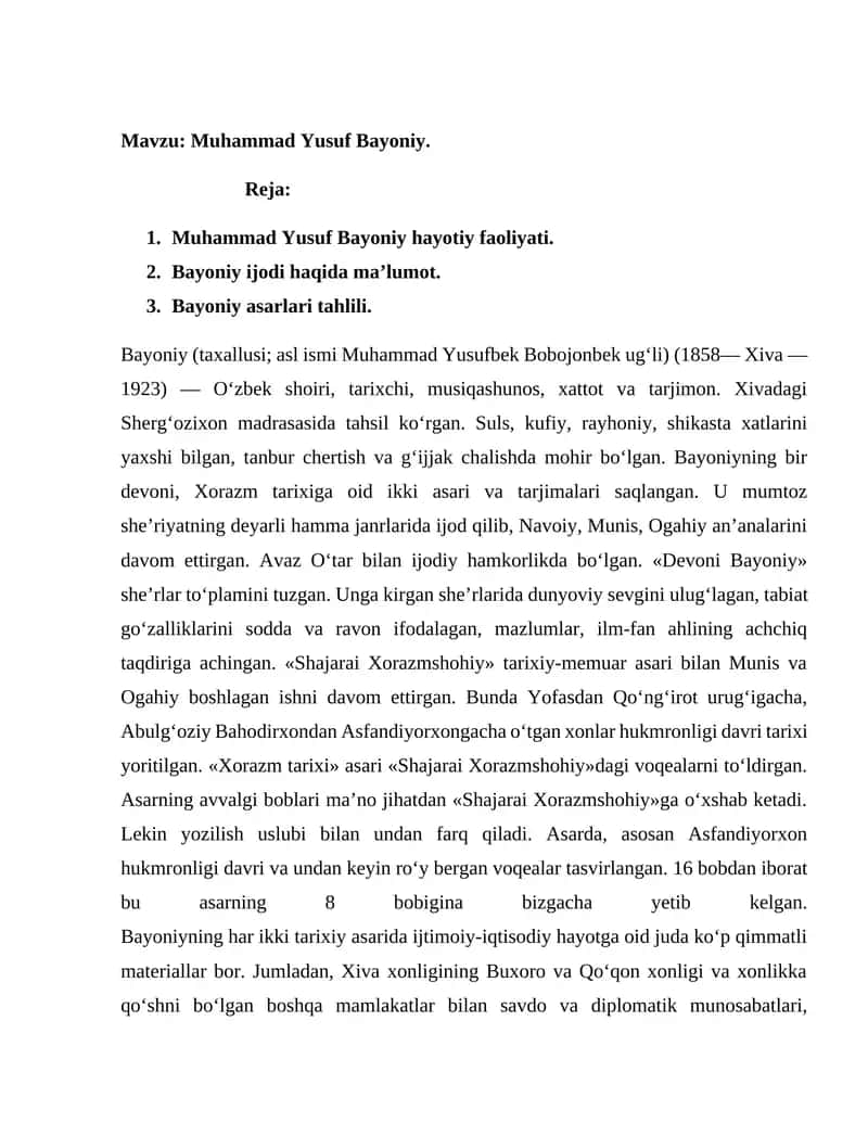 Muhammad Yusuf Bayoniy 1
