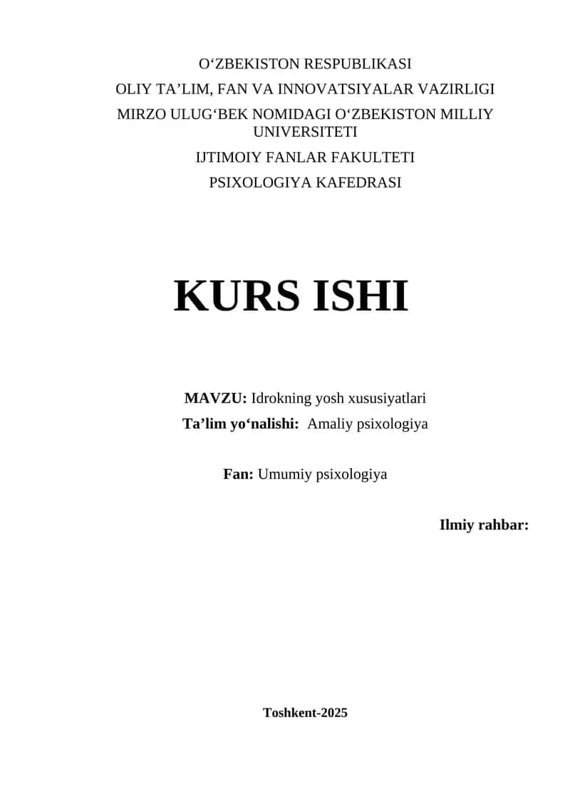 Idrokning yosh xususiyatlari 1