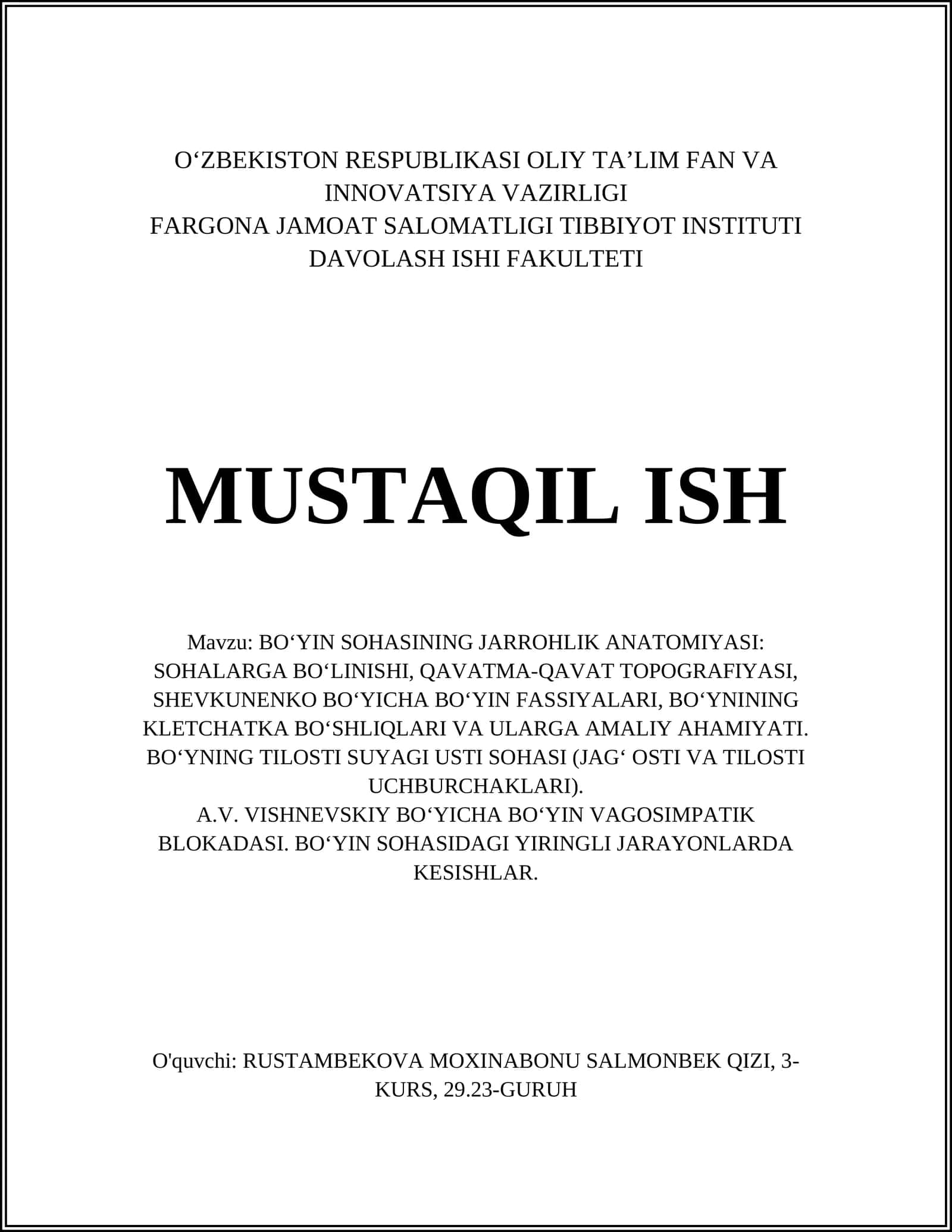 BO‘YIN SOHASINING JARROHLIK ANATOMIYASI 1