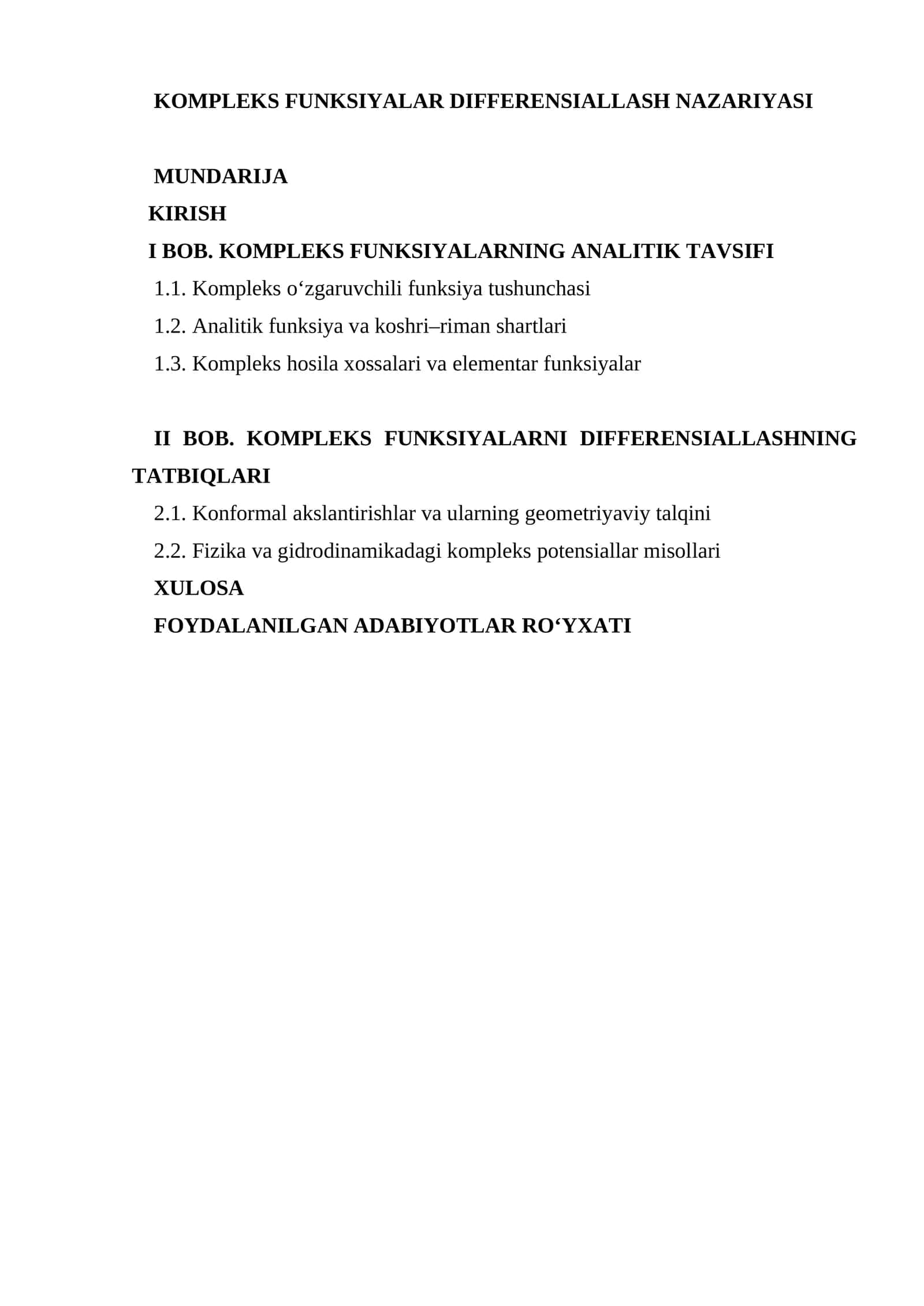 Kompleks funksiyalar differensiallash nazariyasi 1