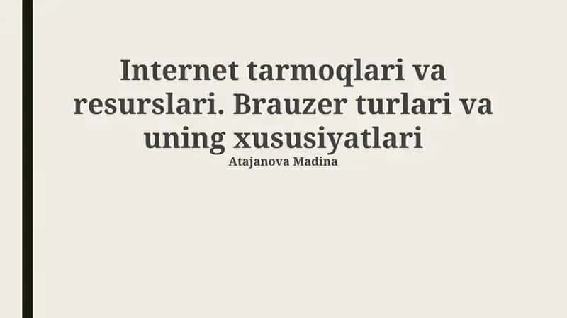 Internet tarmoqlari va resurslari 1