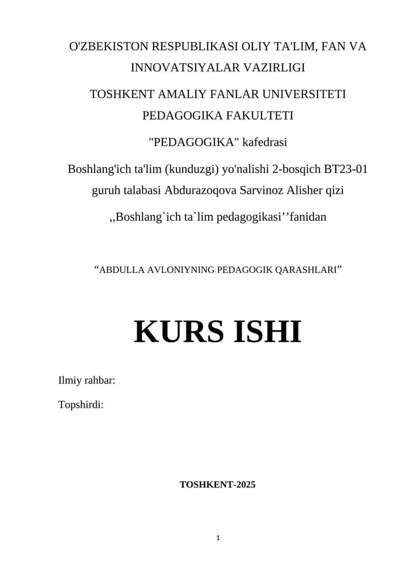 ABDULLA AVLONIYNING PEDAGOGIK QARASHLARI 1